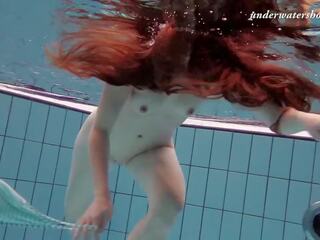 Lustful Czech femme fatale Salaka swims nude in the Czech pool
