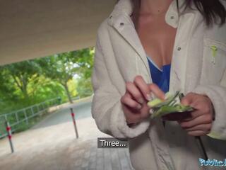 Public Agent Spanish teen outdoor POV public blowjob tight pussy filled with big phallus