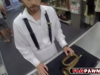 Dude sucks prick in public shop