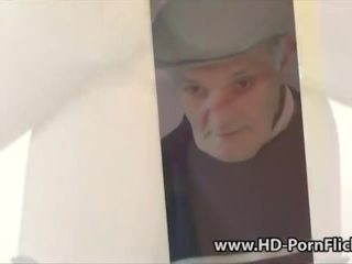 Redhead is fucked by her friend followed by a grandpa